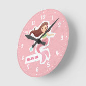 Mermaid Girl Pink Wave Muster Wand Uhr (Winkel)