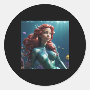 Mermaid Girl Sticker1 Runder Aufkleber