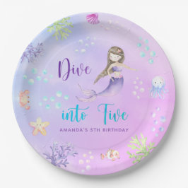 Mermaid Girl taucht in 5. Geburtstagsparty Pappteller