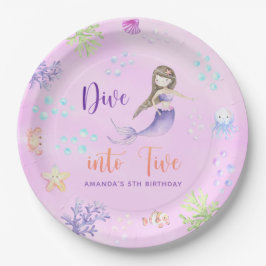 Mermaid Girl taucht in 5. Geburtstagsparty Pappteller