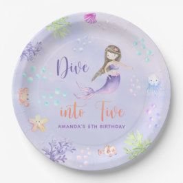 Mermaid Girl taucht in 5. Geburtstagsparty Pappteller