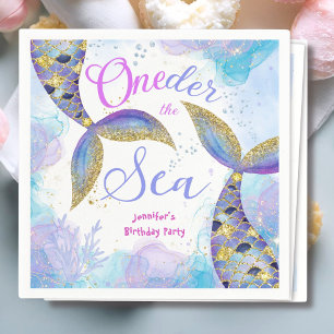 Mermaid Girls Blue Aquamarin Birthday Party Napkin Serviette