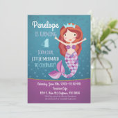 Mermaid Girls Geburtstag Einladung Lila Whimsical (Stehend Vorderseite)