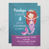 Mermaid Girls Geburtstag Einladung Lila Whimsical (Vorne/Hinten)