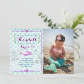 Mermaid Girl's Geburtstagsparty Foto Einladung (Stehend Vorderseite)
