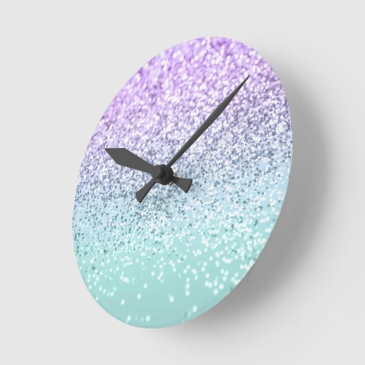 Mermaid Girls Glitzer 1b (Imitate Glitzer) #pastel Runde Wanduhr (Winkel)