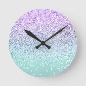 Mermaid Girls Glitzer 1b (Imitate Glitzer) #pastel Runde Wanduhr (Vorderseite)