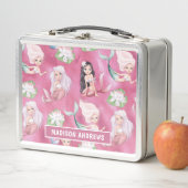 Mermaid Girly Chic Metallic Pink Personalisierter  Metall Brotdose (Beispiel)
