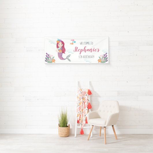 Mermaid Glam Birthday Party Banner (Insitu)