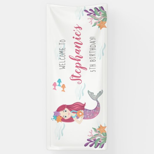 Mermaid Glam Birthday Party Banner (Vertikal)