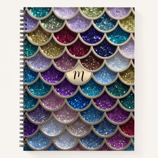 Mermaid Glam Glitzer Scales Notizblock (Vorderseite)