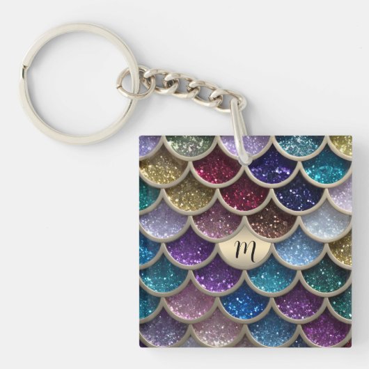 Mermaid Glam Glitzer Scales Schlüsselanhänger (Vorderseite)