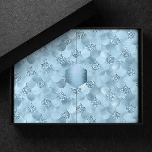 Mermaid Glam Scale Dusty Ice Blue Sheen Luster Seidenpapier