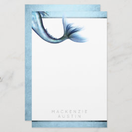 Mermaid Glam Schwanz | Dusty Ice Blue Luster Custo Briefpapier