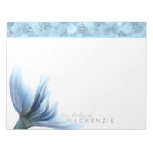 Mermaid Glam Schwanz | Dusty Ice Blue Luster Custo Notizblock (Vorderseite)