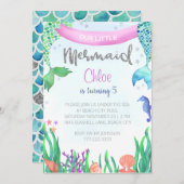 Mermaid Glitzer Birthday Party Einladung (Vorne/Hinten)