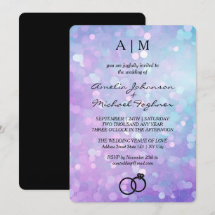 Mermaid Glitzer Monogram Wedding Einladung