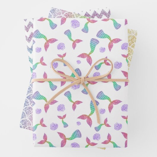 Mermaid Glitzer Pattern Geschenkpapier Set (Beispiel)