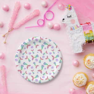 Mermaid Glitzer Pattern Pappteller