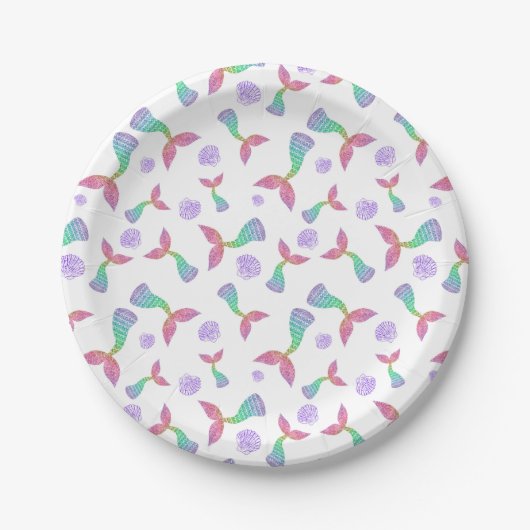 Mermaid Glitzer Pattern Pappteller (Vorderseite)