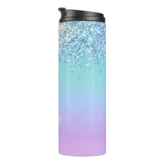 Mermaid Glitzer Personalisiert Thermal Tumbler Thermosbecher (Nach rechts gedreht)