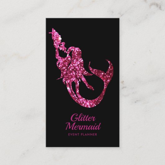 Mermaid Glitzer Pink Event Plane Visitenkarte (Vorderseite)