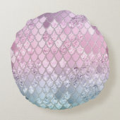 Mermaid Glitzer Scales #2 Rundes Kissen (Rückseite)