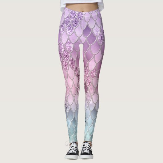 Mermaid Glitzer Scales #2a (Imitate Glitzer) #shin Leggings (Vorderseite)