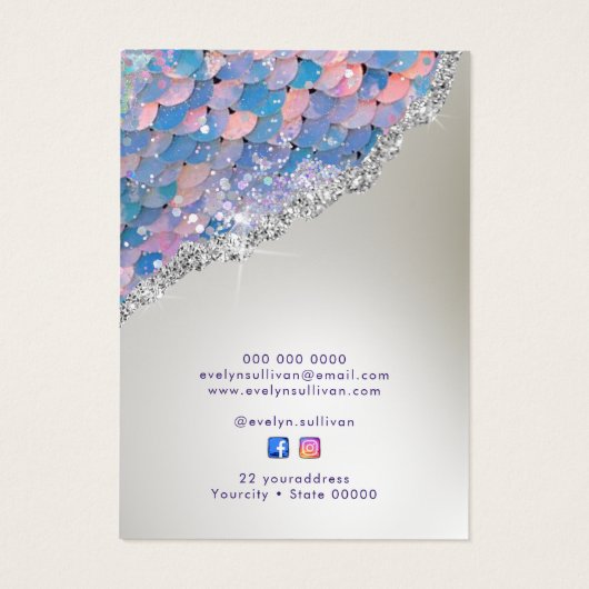 Mermaid Glitzer Sequenzenkette-Display-Karte (Rückseite)