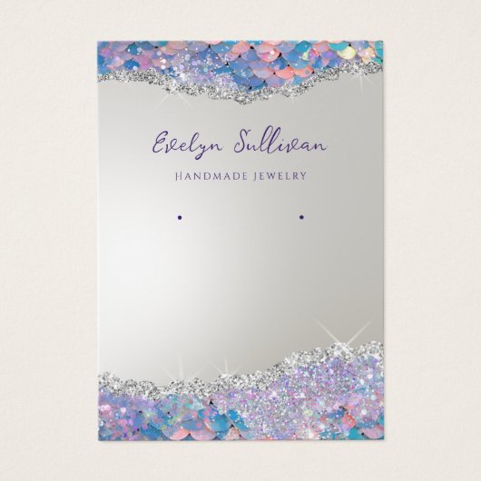 Mermaid Glitzer Sequenzer Schmuckkarte (Vorderseite)