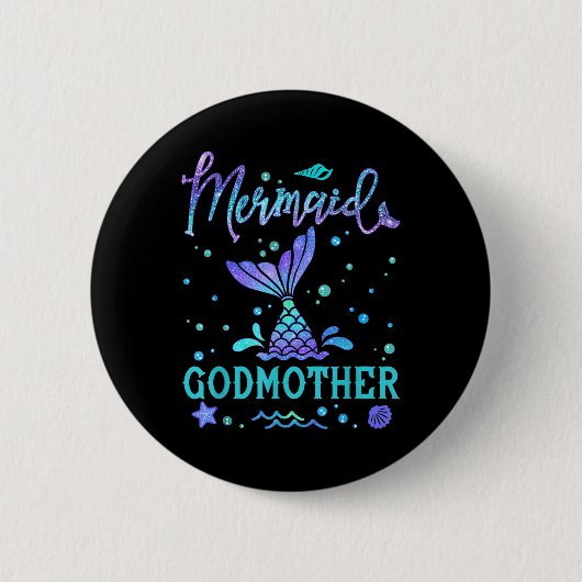 Mermaid Godmutter Matching Birthday Squad Party Me Button (Vorderseite)