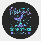 Mermaid Godmutter Matching Birthday Squad Party Me Runder Aufkleber (Vorderseite)