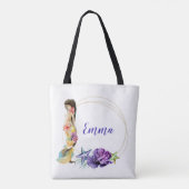 Mermaid Gold Frame Floral Personalisiert Monogramm Tasche (Rückseite)