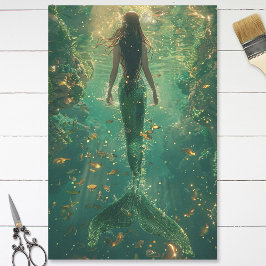 Mermaid Golden Glow Decoupage Seidenpapier