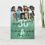 Mermaid Green Glitter Photo Collage Happy Birthday Karte<br><div class="desc">This cool and cute happy birthday greeting card is perfect for any friend or family member. It features eight customizable photograph pictures with a monogram name and the quote, "Happy Birthday, " on top of a pastel mint green "30" (which can be changed to any age) on top of a...</div>