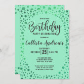 Mermaid Green Glitzer Confetti Border Birthday Einladung (Vorne/Hinten)