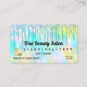Mermaid Green Holographic Glitzer Tropfen Gift Cre Visitenkarte