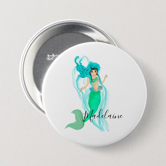 Mermaid Green Mermaid Schwanz Girly Button (Vorne & Hinten)