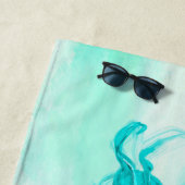 Mermaid Green Schwanz Girly Blue Monogram Strandtuch (Beispiel)