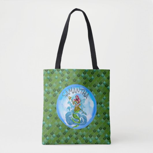 Mermaid Green Tote Bag Tasche (Vorderseite)