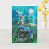Mermaid Greeting Card Karte (Gelbe Blume)
