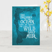 Mermaid Greetings Card - She Dreams of the Ocean Karte (Gelbe Blume)