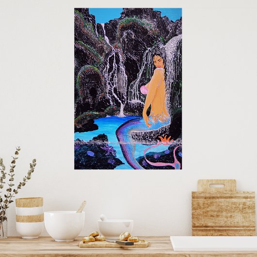 Mermaid Grotto Dusche Poster (Küche)