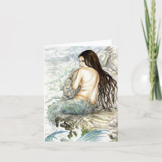 Mermaid Grußkarte - Watercolor Fantasy Art Feiertagskarte
