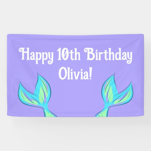 Mermaid Happy Birthday Banner (Horizontal)
