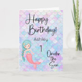 Mermaid Happy Birthday Card Karte (Vorderseite)