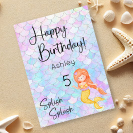 Mermaid Happy Birthday Card Karte