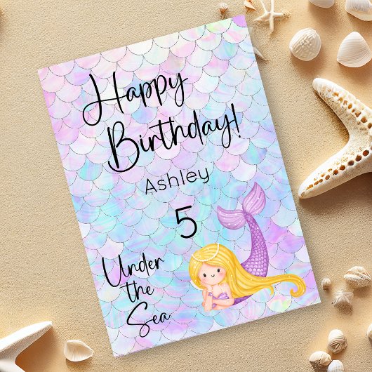 Mermaid Happy Birthday Card Karte