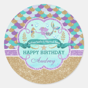 Mermaid Happy Birthday Personalisiert Sticker