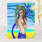 MERMAID HAPPY BIRTHDAY SCHÖNE MERMAID BIG CARD KARTE (Gelbe Blume)
